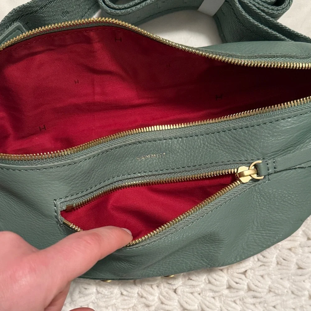 Hammitt Green Leather Crossbody Belt Bag with Gold Hardware - Picture 4 of 8